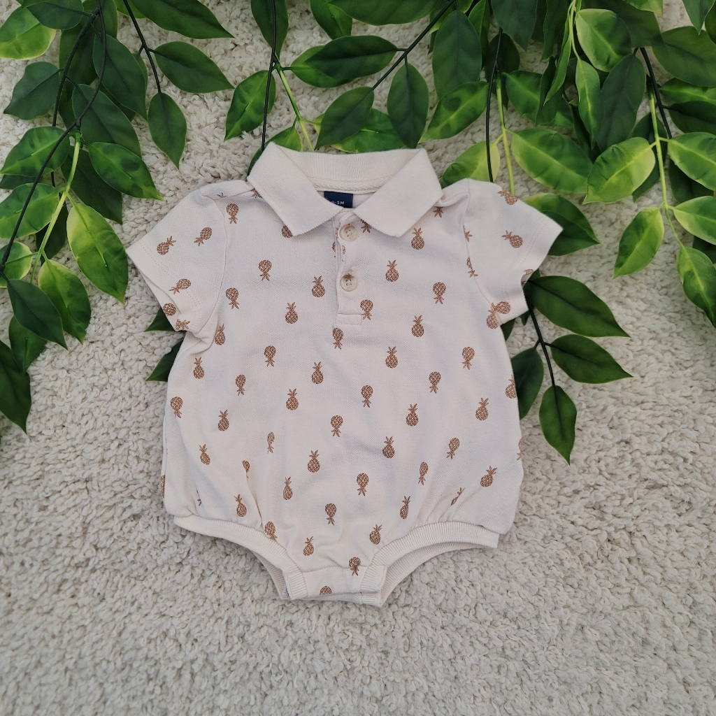 Baby Boy Pineapple Polo Onesie (0-3 Months)